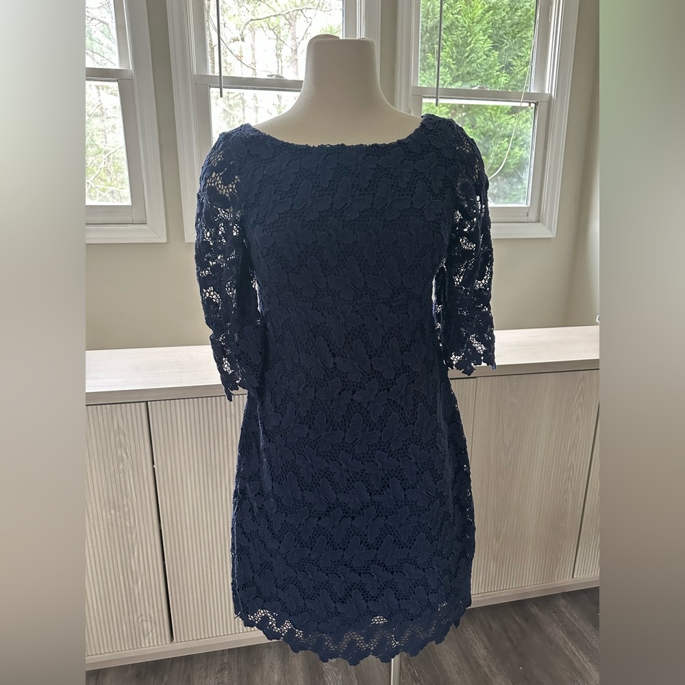 Lilly Pulitzer Shayna Papillon Butterfly Dress - Lace, Shift, Navy